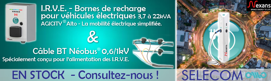 SELECOM distributeur de Bornes de recharge pour véhicules électriques et des accessoires correspondants. 