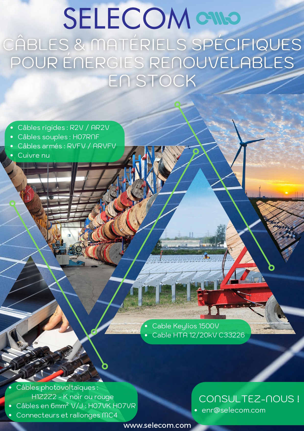 STOCK de câbles et matériels spécifiques pour ENR