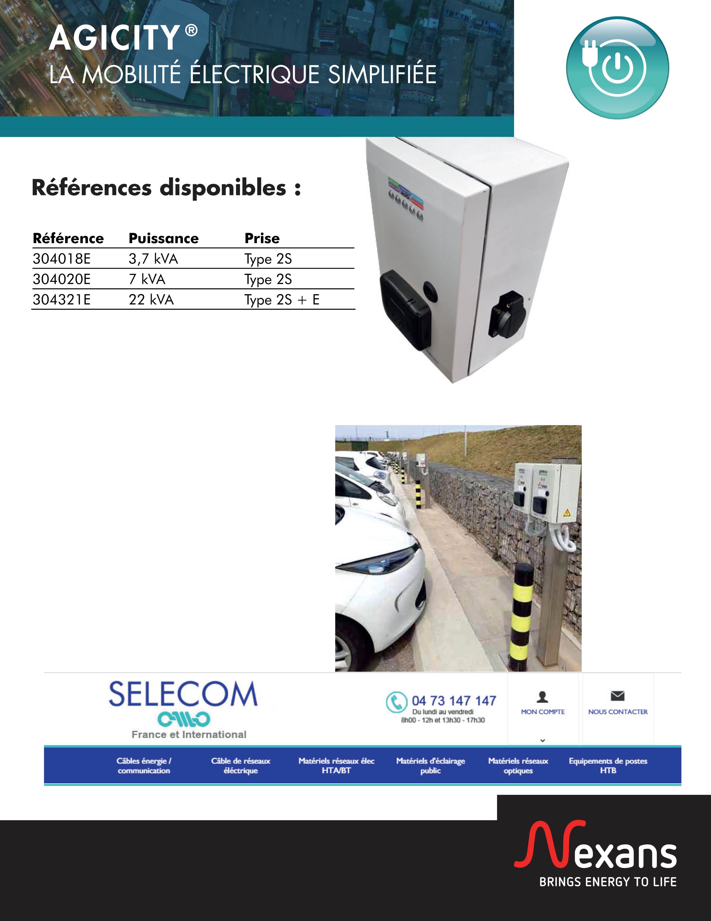 Borne de recharge véhicules électriques - Clermont - Nexans - mobilité électrique