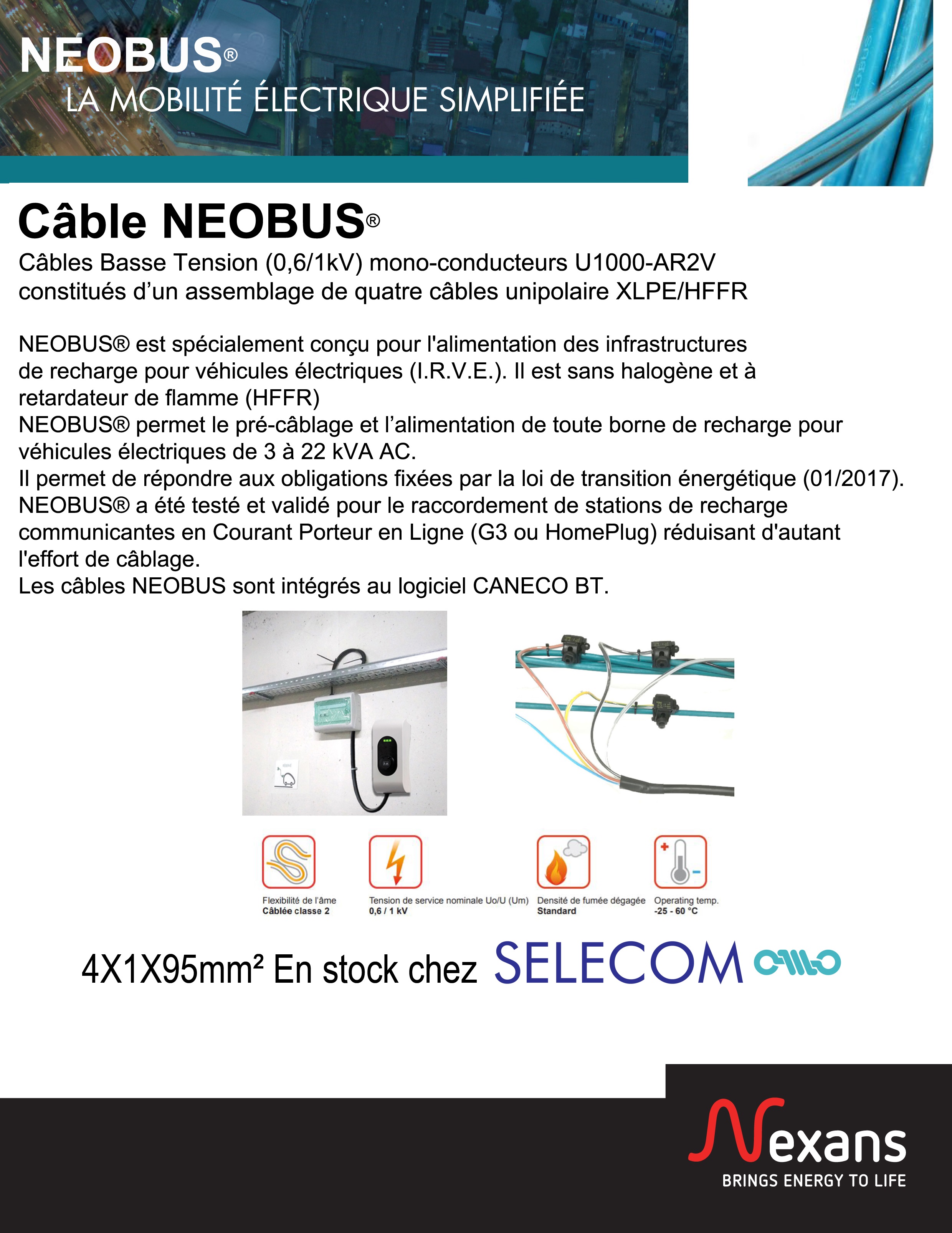 Câble Neobus - Basse Tension BT pour alimenter les bornes de recharges pour véhicules électriques