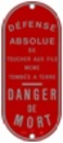 PR60- PLAQUE POUR POTEAUX BOIS DANGER DE MORT #3700326