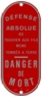 PR60- PLAQUE POUR POTEAUX BOIS DANGER DE MORT #3700326